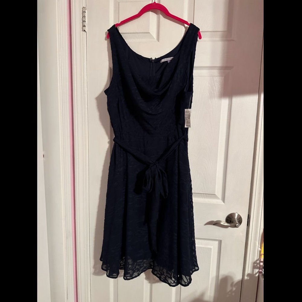 NWT Dress Barn Luxe by Carmen Marc Valvo Navy Blue Dress sz 18W